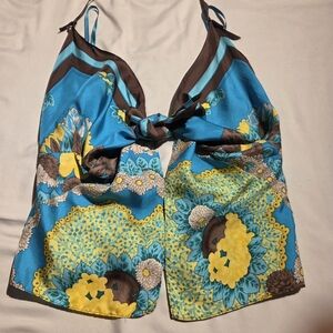 BCBGMAXAZRIA 100% Silk Floral Scarf Top - Vintage